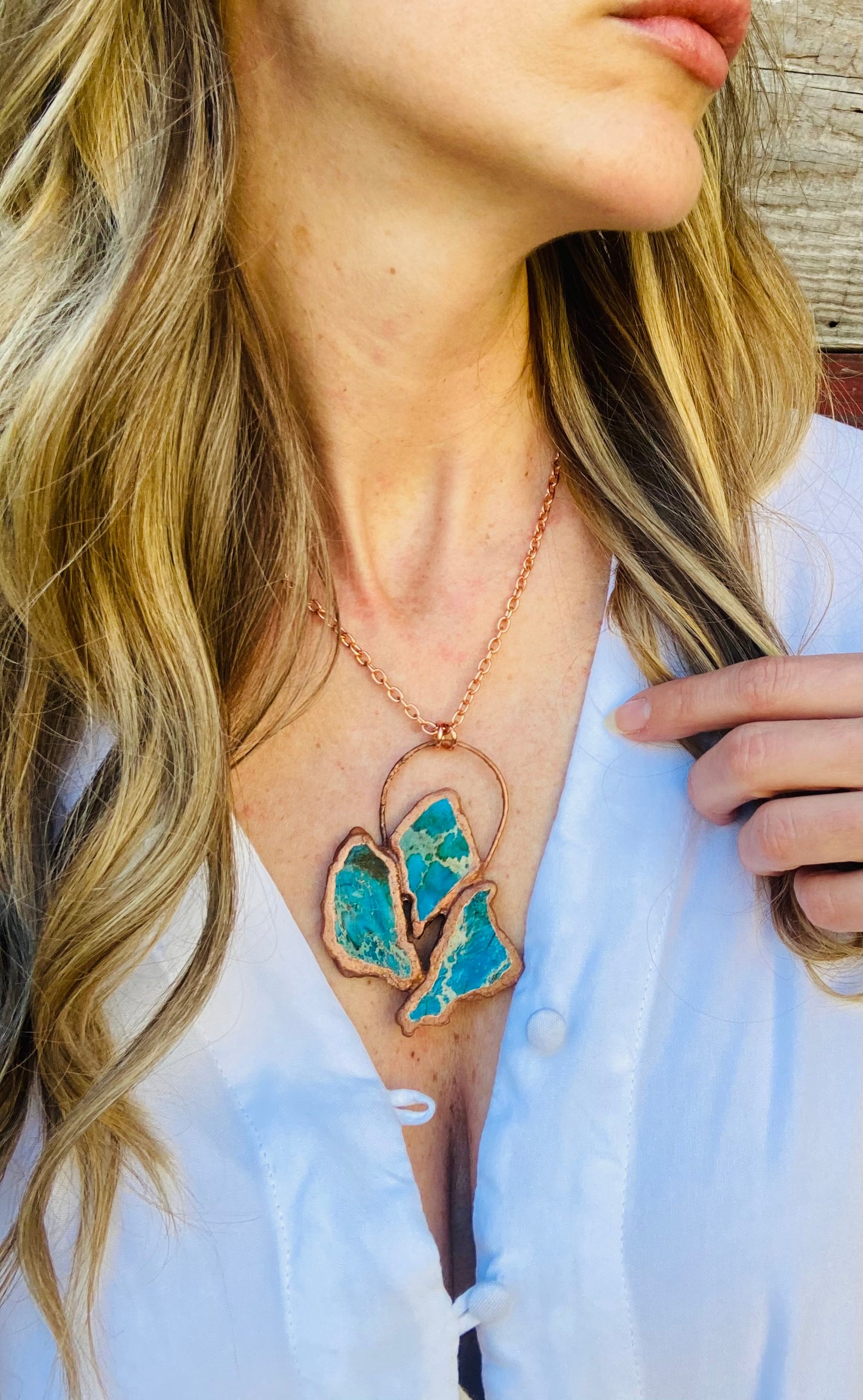 Teal Jasper & Copper 'Rugged, Yet Elegant' Necklace