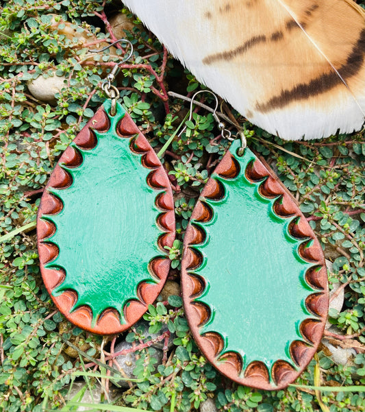 Vibrant Green with Chocolate Accent Earrings