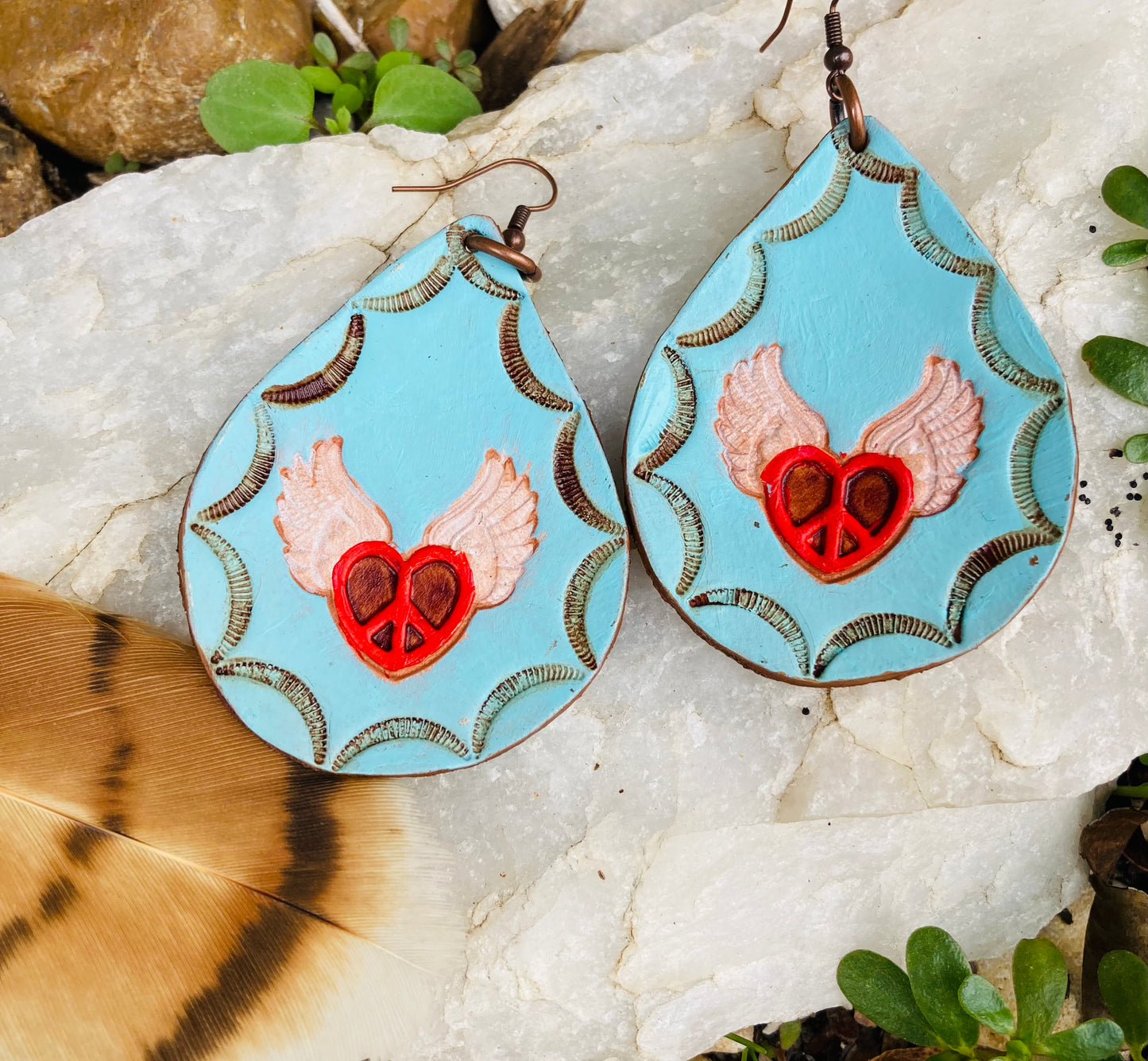 Wings of Love, Peace & Liberation Turquoise Earrings