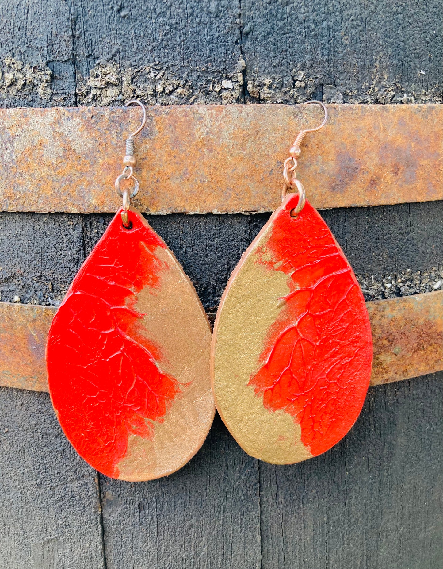 Vibrant Red & Gold Earrings