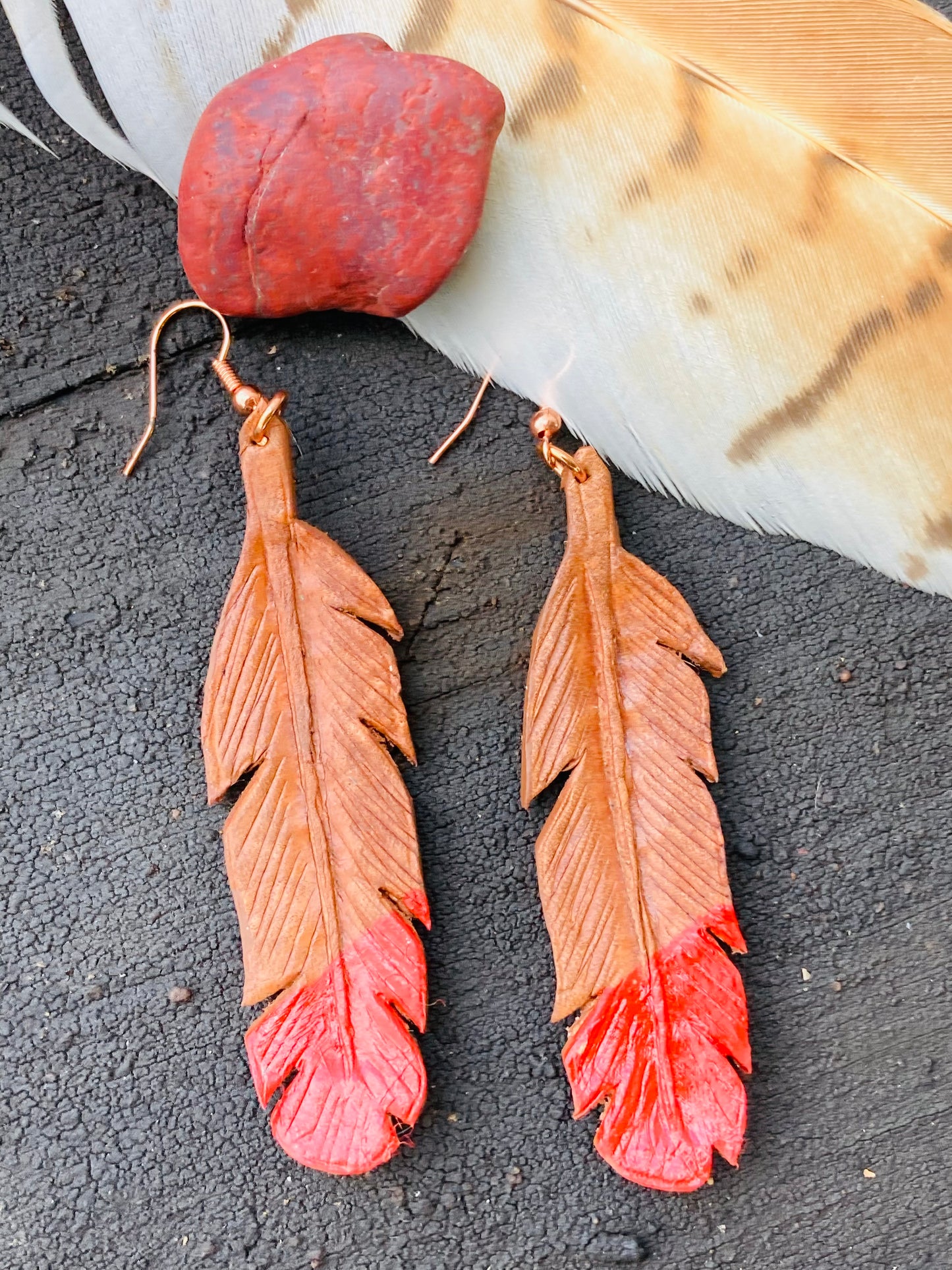 Color - Dipped Feather Earrings