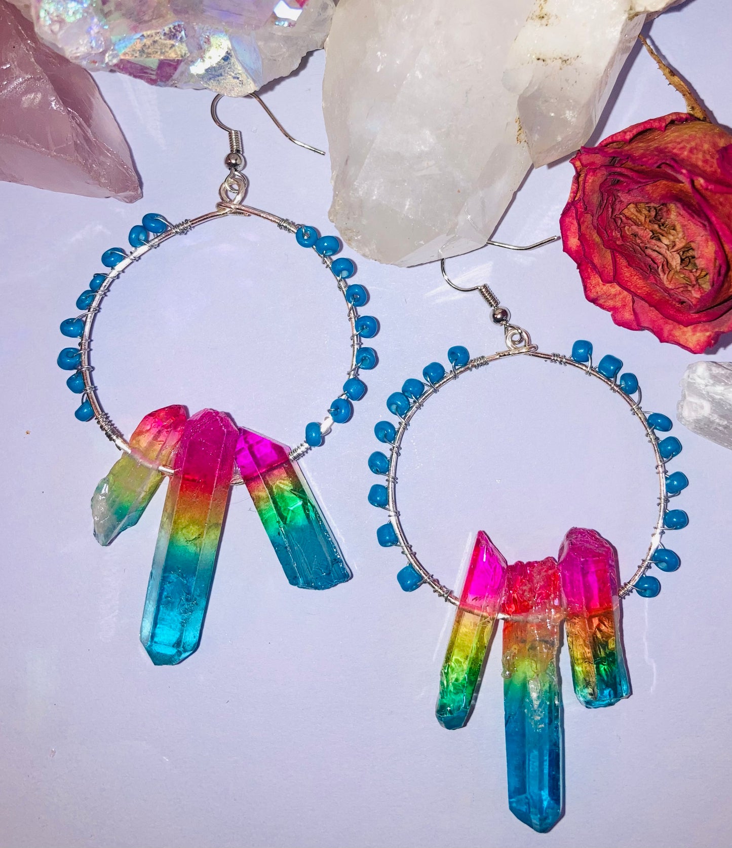 Heart-Opening Rainbow Quartz Earrings