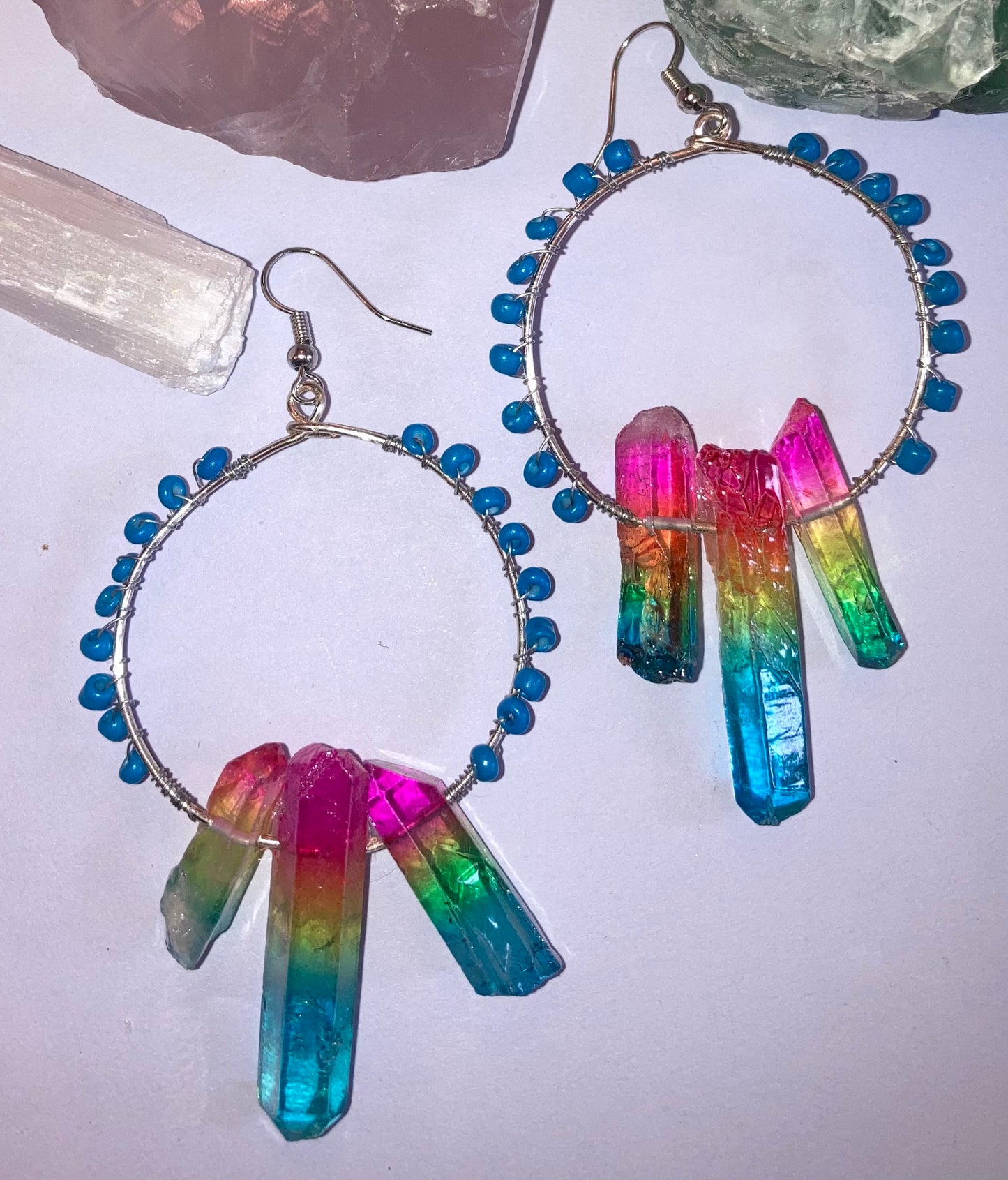 Heart-Opening Rainbow Quartz Earrings