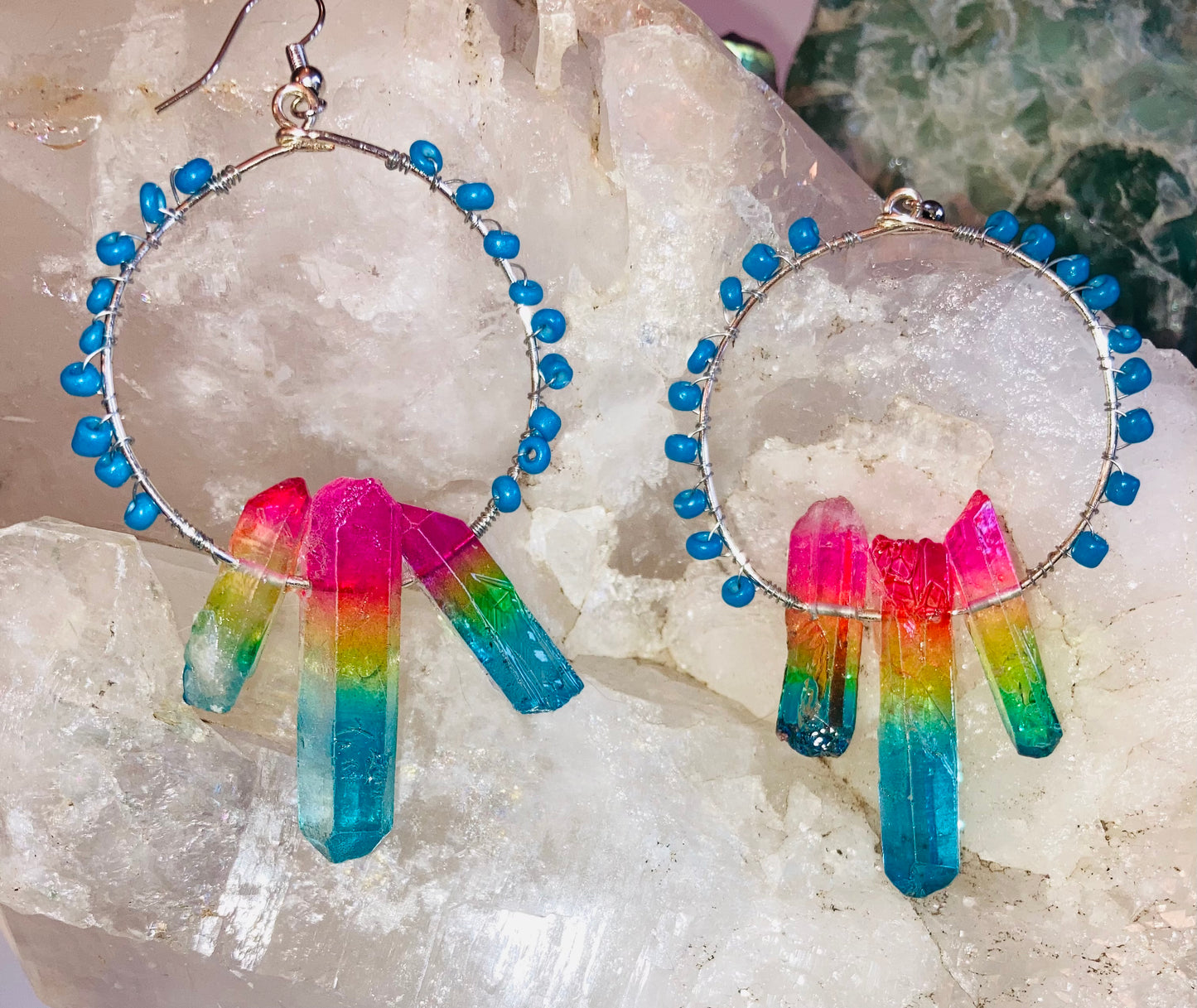 Heart-Opening Rainbow Quartz Earrings